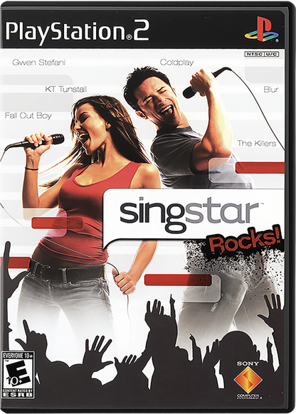 Singstar Rocks! cover art for PlayStation 2 (PS2) video game cover image, music rhythm game.