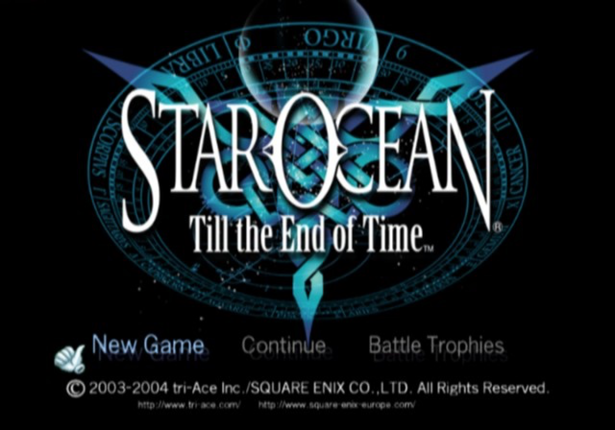 Star Ocean Till the End of Time PS2 PlayStation 2 JRPG role playing game sci fi fantasy real time battle system story driven adventure retro video game title screen Greatest Hits edition