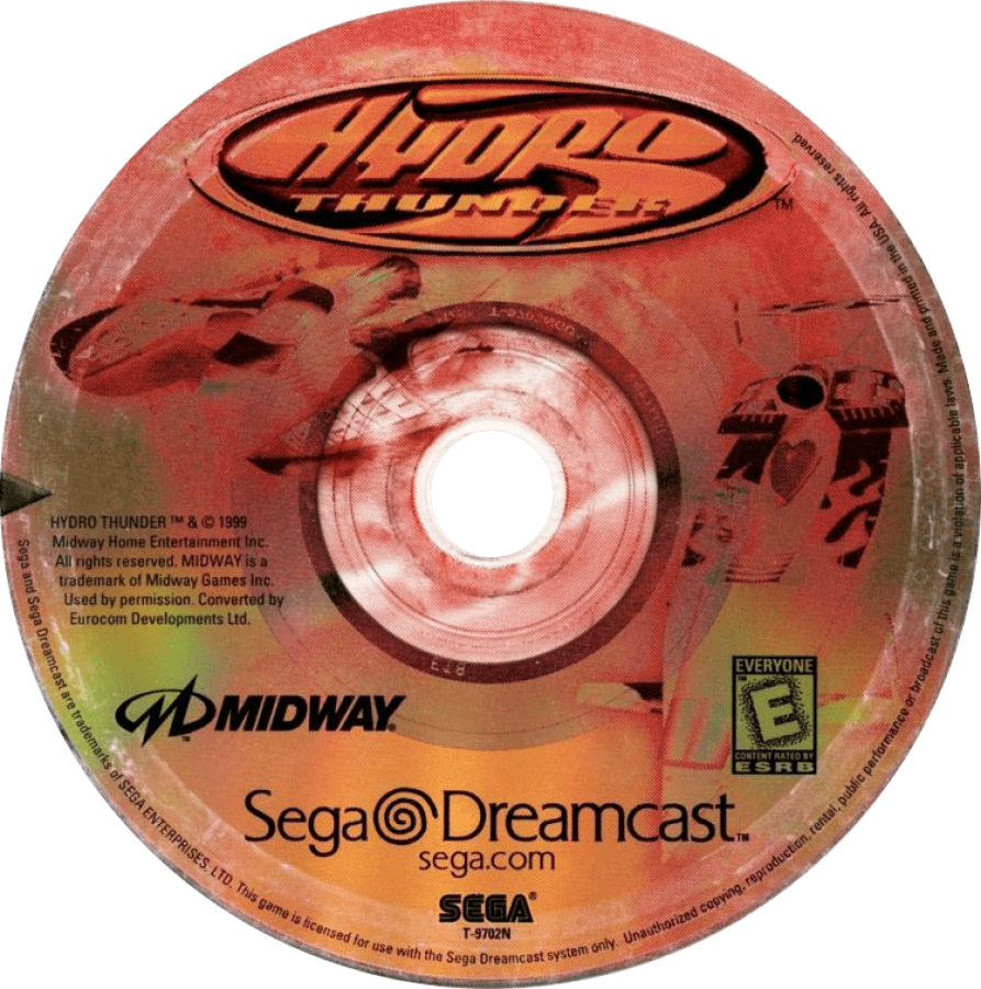 Hydro Thunder Sega Dreamcast DC for arcade racing video game fans featuring high speed boat racing powerful watercraft extreme jumps dangerous waterways massive waves shortcuts explosive crashes and fast paced Sega Dreamcast gameplay collectible retro gaming appeal game disc