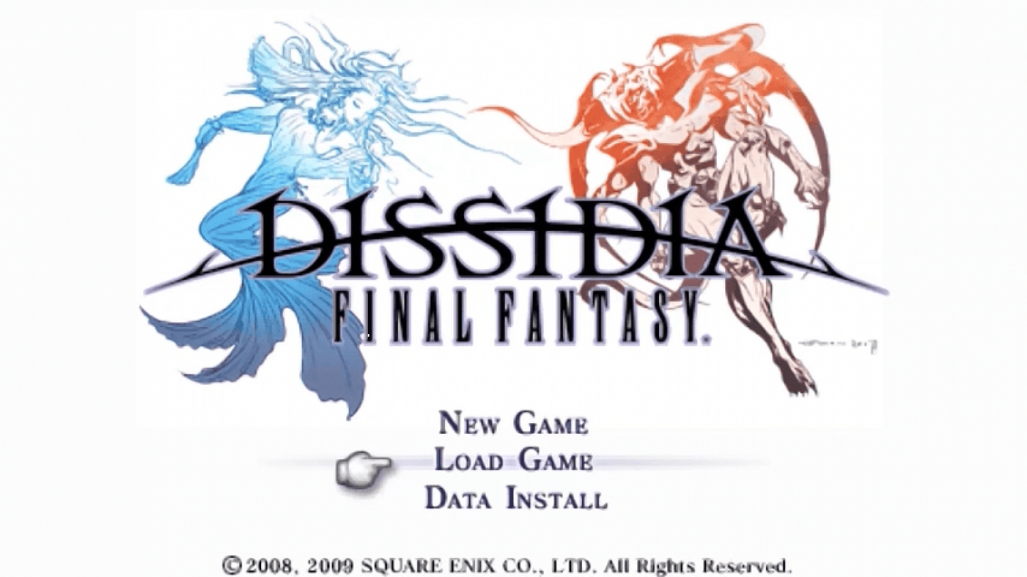 Dissidia: Final Fantasy – PlayStation Portable (PSP) start screen for action fighting role-playing video game