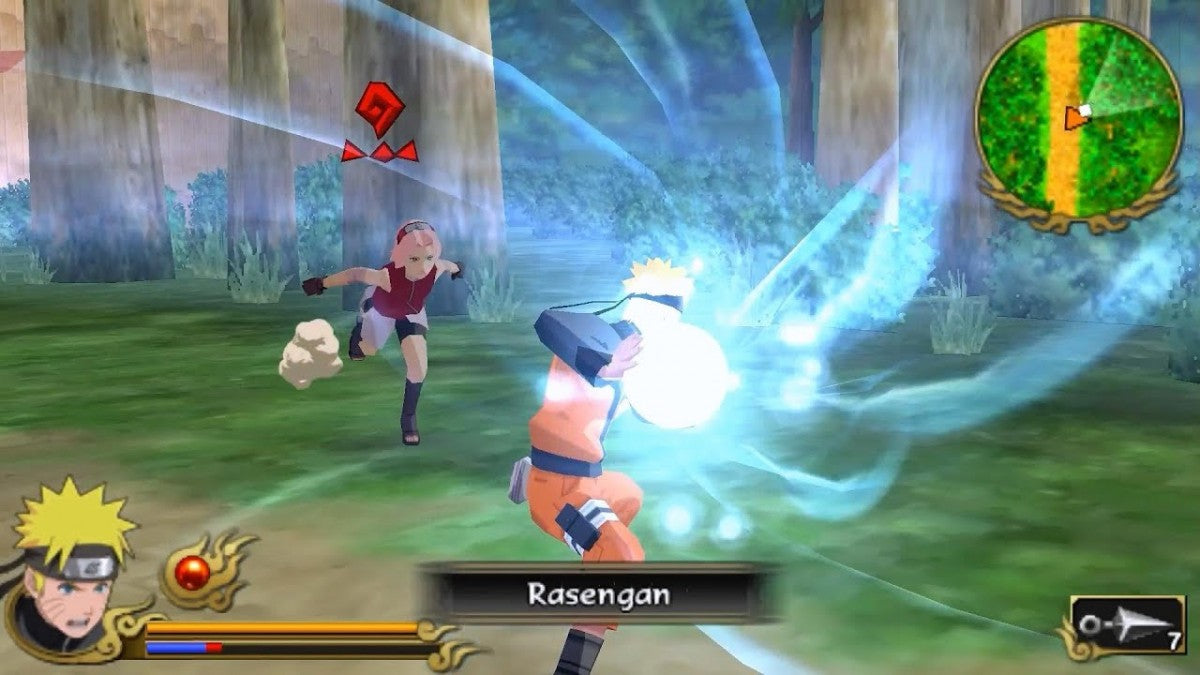 Naruto Shippuden Legends Akatsuki Rising PlayStation Portable PSP fighting action game featuring the Akatsuki organization villain roster story mode ultimate jutsu battles and ad-hoc multiplayer versus combat from the Naruto anime series gameplay screenshot