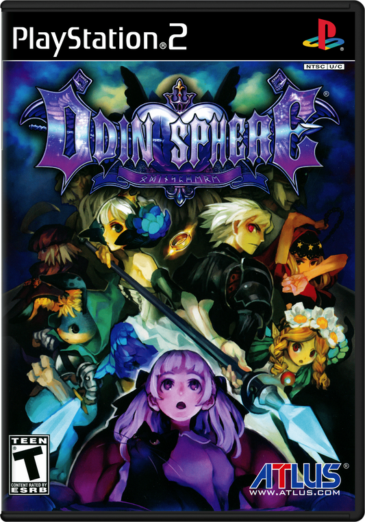 Odin Sphere PS2 Sony PlayStation 2 action RPG side scrolling beat em up fantasy fairy tale narrative Vanillaware hand drawn art style multiple character storylines combo combat potion crafting retro gaming PlayStation 2 software video game title cover art
