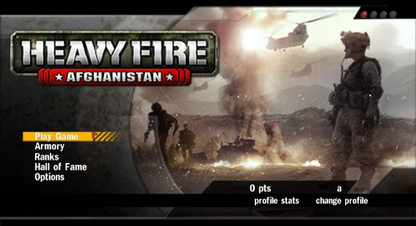 Heavy Fire: Afghanistan – Nintendo Wii (Wii) on-rails military shooter title screen for video game