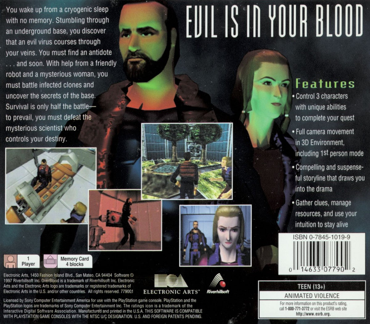 Martian Gothic Unification PS1 PlayStation 1 survival horror sci fi mystery game space station horror investigation zombie infection puzzle solving retro video back cover art