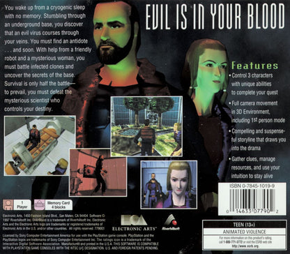 Martian Gothic Unification PS1 PlayStation 1 survival horror sci fi mystery game space station horror investigation zombie infection puzzle solving retro video back cover art