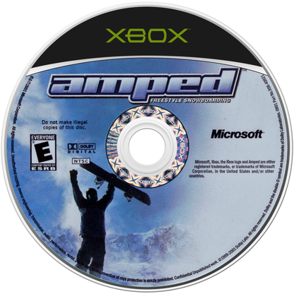 Amped Freestyle Snowboarding Microsoft Xbox Original Xbox video game featuring extreme snowboarding gameplay freestyle tricks big air jumps mountain courses snowboard competitions trick challenges and winter sports action retro video game collection collectible gaming appeal disc