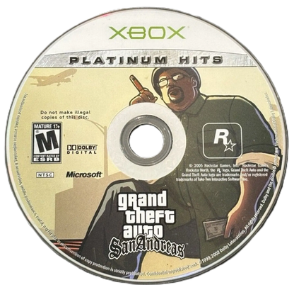 Grand Theft Auto: San Andreas [Platinum Hits] disc art for Xbox (XBOX) video game