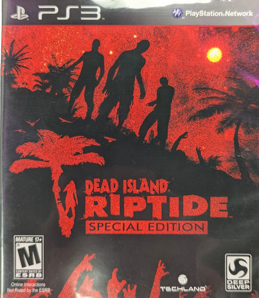 Dead Island Riptide Special Edition for PlayStation 3 (PS3) at Gamers INC, featuring an intense open-world survival horror experience with visceral melee combat, new playable characters, and defensive base-building as you fight to escape the zombie-infested islands of Palanai front cover