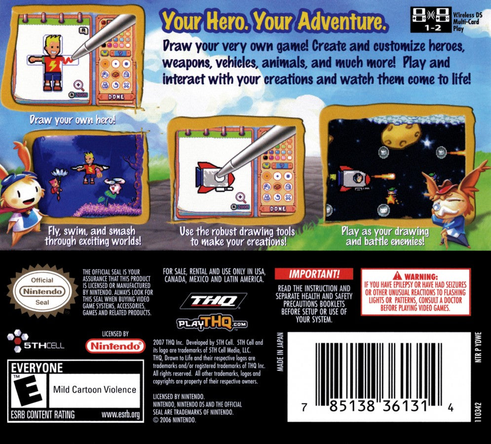 Drawn to Life back cover art for Nintendo DS (DS) video game