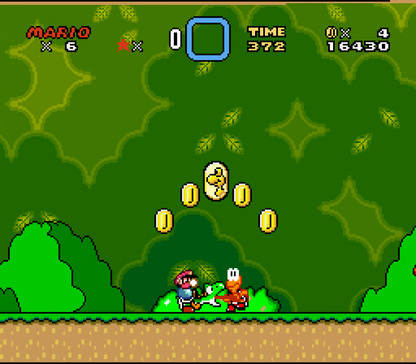 Super Mario World gameplay for Super Nintendo Entertainment System (SNES) retro video game