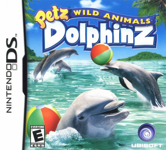 Petz Wild Animals Dolphinz for Nintendo DS, cover image for a pet simulation video game featuring dolphins and marine animal care gameplay with casual interactive activities