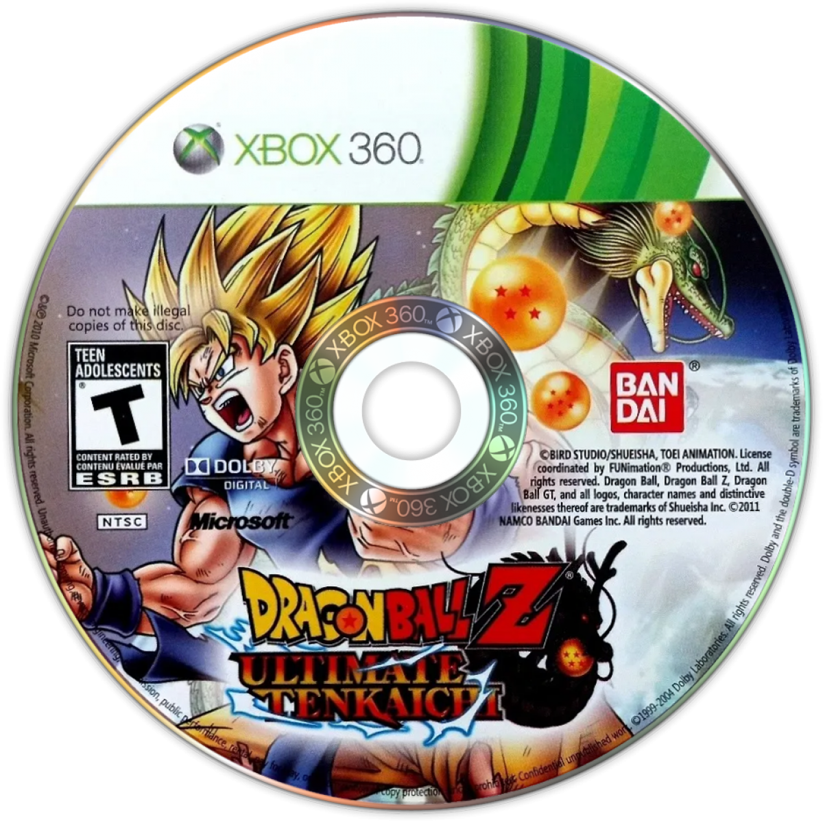 Dragon Ball Z Ultimate Tenkaichi Xbox 360 X360 anime fighting game featuring Goku Vegeta Super Saiyan transformations energy attacks cinematic battles story mode character creation and Dragon Ball Z action retro video game collection collectible gaming appeal disc