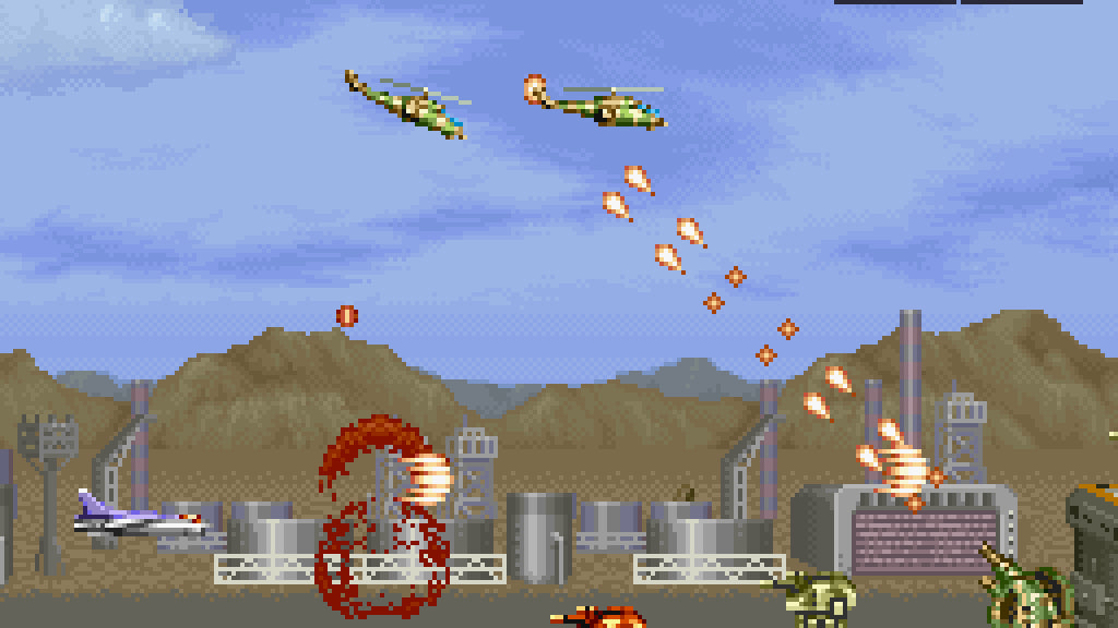 UN Squadron Super Nintendo Entertainment System SNES side-scrolling shoot em up arcade port video game based on Area 88 manga three selectable fighter jets weapons shop money system multiple stages branching paths Capcom classic gameplay screenshot