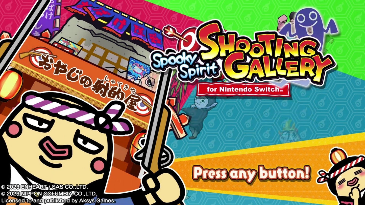 Spooky Spirit Shooting Gallery Nintendo Switch light gun gallery game Japanese folklore spirits shooting minigames title screen