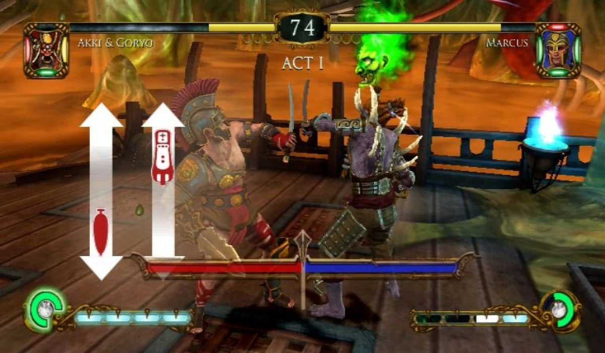 Tournament of Legends gameplay for Nintendo Wii (Wii) featuring mythological 3D arena battles with motion‑controlled weapons, magical attacks, and legendary warriors.
