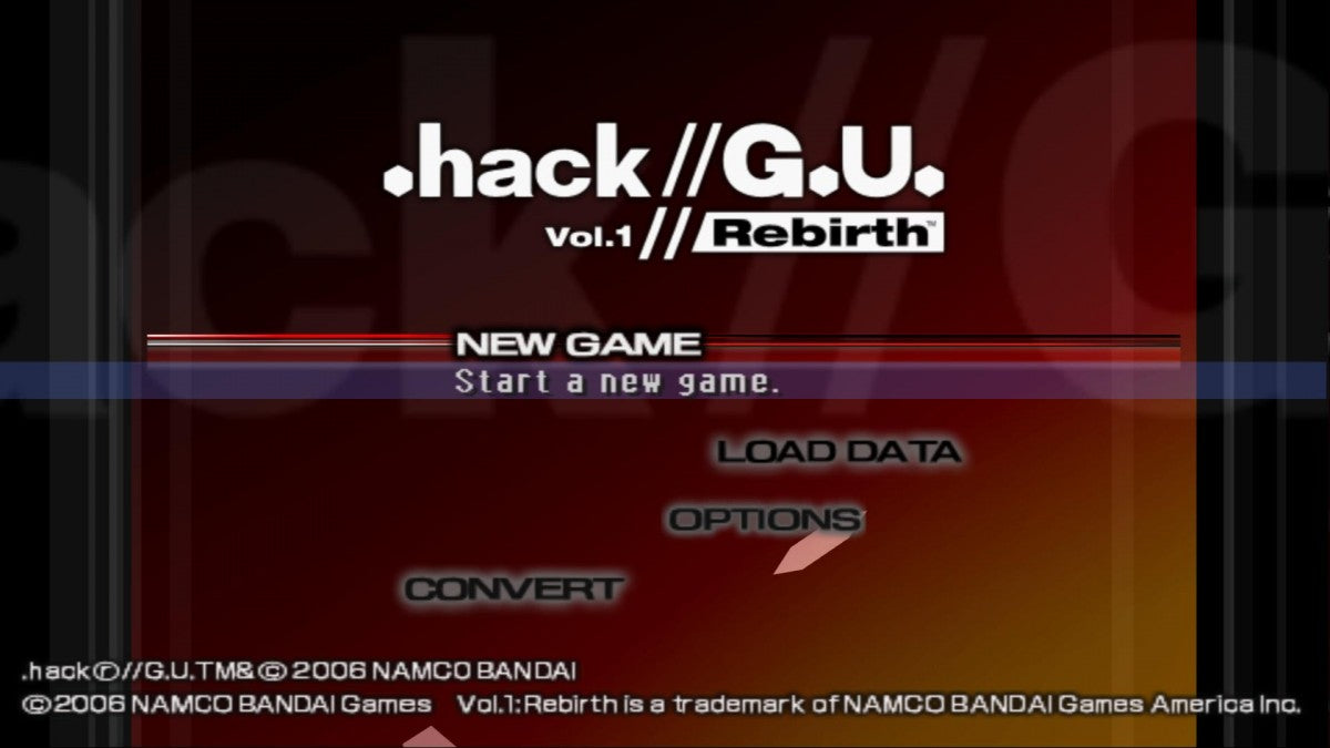 .hack//G.U. Vol.1: Rebirth PS2 action role-playing video game title screen