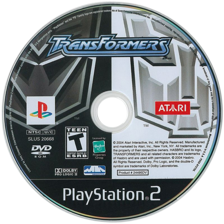 Transformers – PlayStation 2 (PS2) video game disc, action-adventure.