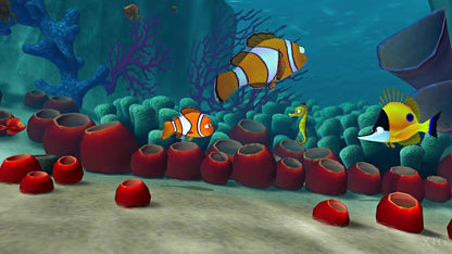 Disney Pixar Finding Nemo for PlayStation 2 action adventure video game featuring movie inspired levels family friendly gameplay iconic characters colorful underwater environments and classic Pixar storytelling experience gameplay