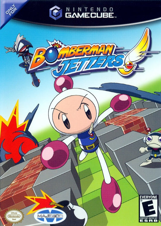 Bomberman Jetters GameCube Nintendo GameCube action puzzle game Bomberman franchise maze bombing gameplay multiplayer party battles anime based story modes Hudson Soft explosive strategy gameplay retro gaming GameCube software video game title cover art