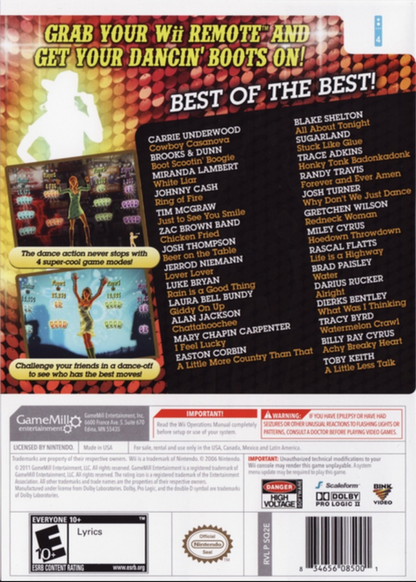 Country Dance back cover art for Nintendo Wii (Wii) video game 