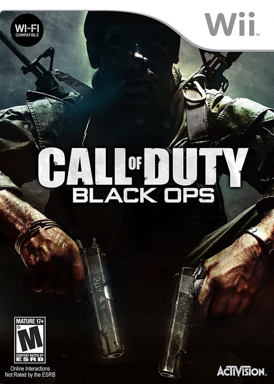 Call of Duty Black Ops Nintendo Wii video game, first-person shooter, military action campaign and multiplayer, motion-controlled console title front cover