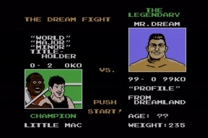 Punch Out Nintendo Entertainment System NES video game featuring boxing sports gameplay Little Mac boxing matches opponent battles dodging punches counter attacks knockout challenges training and classic 8 bit Nintendo arcade sports gameplay retro video game collection collectible gaming appeal gameplay