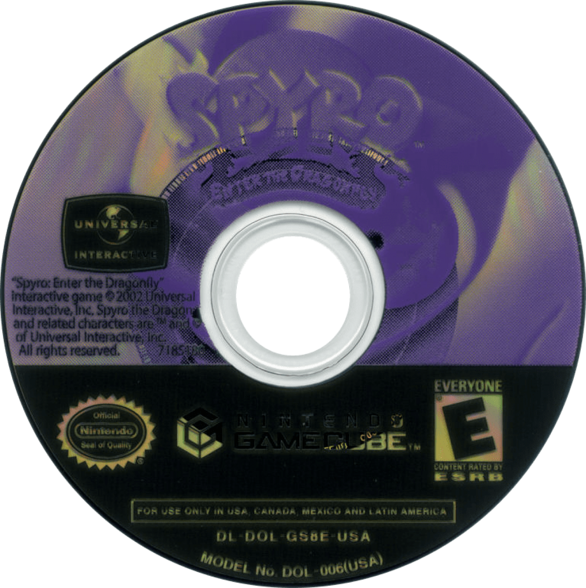 Spyro Enter the Dragonfly Nintendo GameCube GC video game featuring Spyro the Dragon action adventure platforming gameplay colorful fantasy worlds dragonfly collection exploration puzzle solving and combat challenges retro video game Nintendo GameCube collection collectible gaming appeal game disc