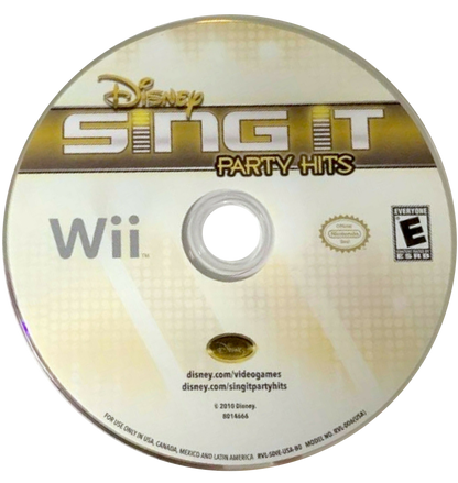 Disney Sing It Party Hits retro Nintendo Wii video game featuring karaoke music gameplay, Disney song performances, multiplayer party action and classic Wii entertainment - disc