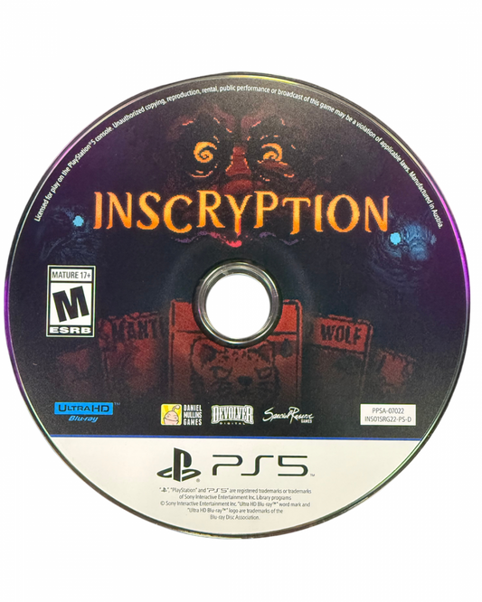 Inscryption for PlayStation 5 roguelike deck building horror game featuring card battles escape room puzzles dark narrative and atmospheric gameplay disc