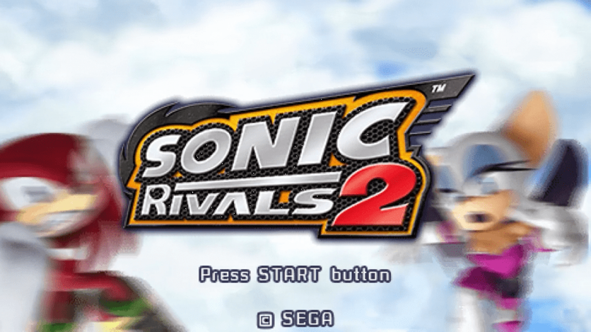 Sonic Rivals 2 PSP Sony PlayStation Portable platform racing game Sonic the Hedgehog SEGA side scrolling speed competition racing battles Knuckles Shadow Sonic characters multiplayer handheld platformer PSP software video game title gameplay 