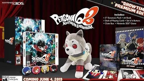 Persona Q2 New Cinema Labyrinth Showtime Premium Edition Nintendo 3DS for retro video game enthusiasts featuring dungeon crawling role playing gameplay turn based combat beloved Persona characters collectible premium edition content immersive storytelling and collectible gaming appeal contents 