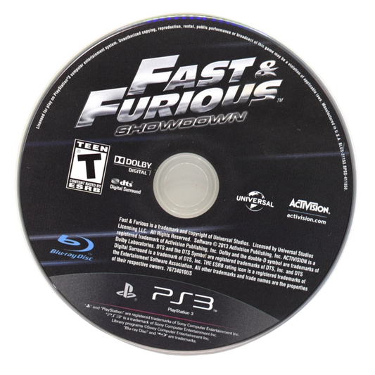 Fast and the Furious Showdown PlayStation 3 PS3 for racing video game fans featuring high speed street racing action movie inspired gameplay customizable vehicles explosive driving missions cooperative multiplayer challenges intense car stunts and cinematic racing adventure collectible gaming appeal disc