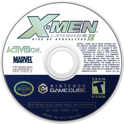 X Men Legends II Rise of Apocalypse for Nintendo GameCube action role playing game featuring cooperative superhero combat iconic Marvel characters team based gameplay and comic inspired storyline disc
