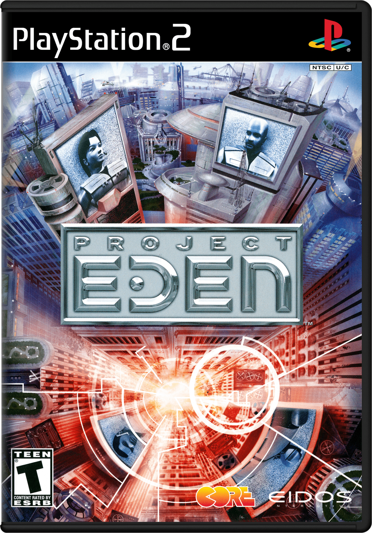 Project Eden PlayStation 2 PS2 video game, action adventure shooter, cooperative gameplay, sci-fi exploration, console title cover