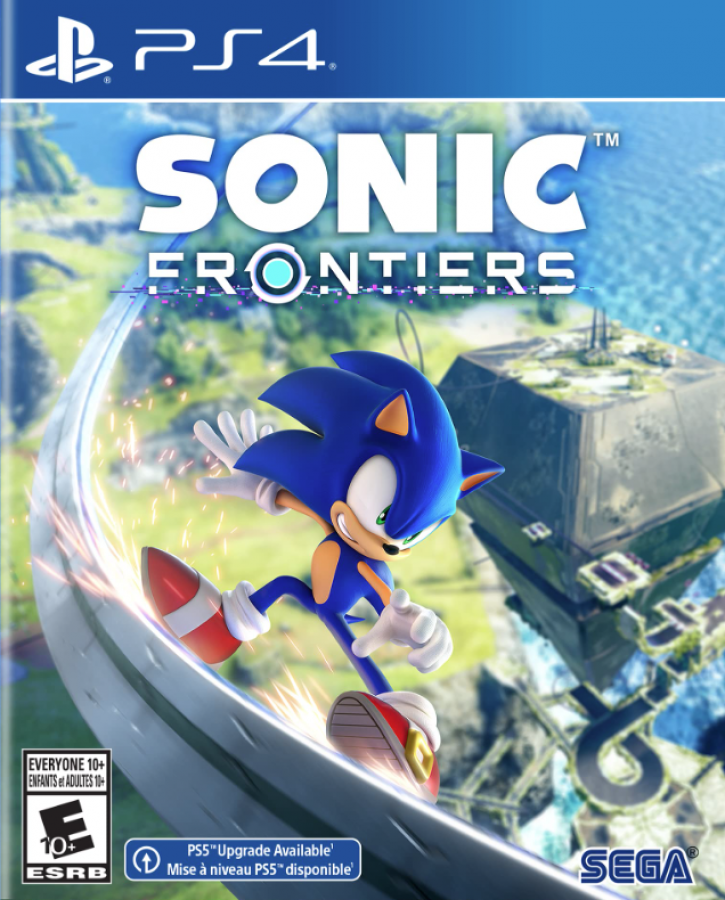 Sonic Frontiers retro PlayStation 4 video game featuring open world platform gameplay, fast paced Sonic action, exploration challenges and classic PS4 entertainment - cover art