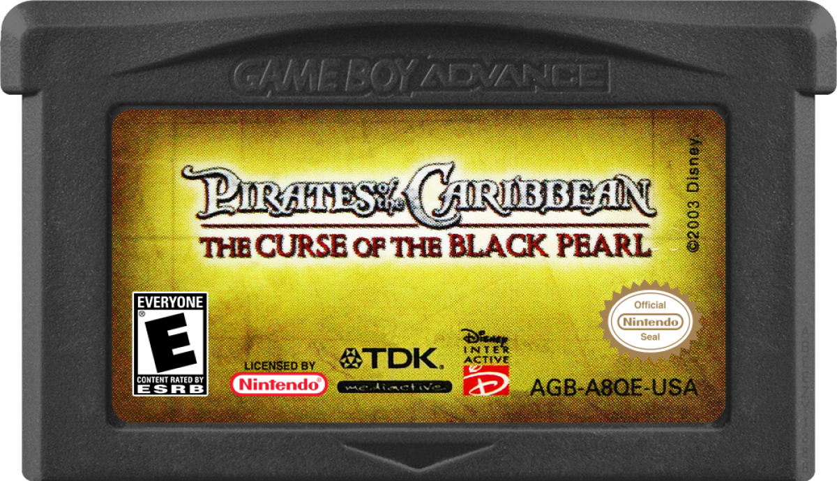 Pirates of the Caribbean Curse Of The Black Pearl Game Boy Advance GBA action platformer sword fighting cartridge art 