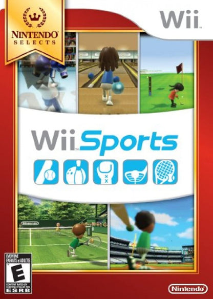 Wii Sports Player's Choice Nintendo Wii for retro video game enthusiasts featuring motion controlled sports gameplay tennis baseball bowling golf boxing family friendly multiplayer action intuitive Wii Remote controls and collectible gaming appeal covver art 
