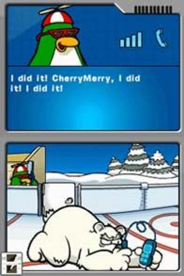 Club Penguin Herberts Revenge for Nintendo DS, gameplay for an action-adventure video game with puzzle-solving, spy missions, mini-games, and cartoon-style gameplay