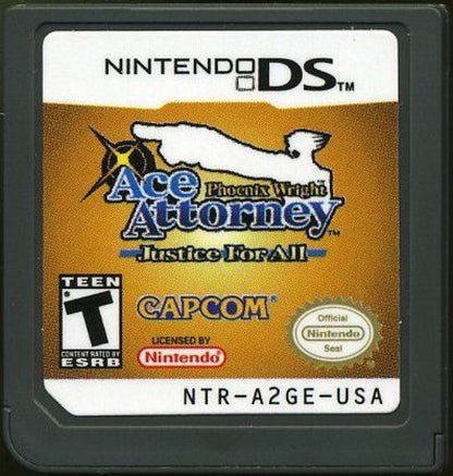 Phoenix Wright: Ace Attorney – Justice for All cartridge for Nintendo DS (DS) courtroom visual novel adventure video game