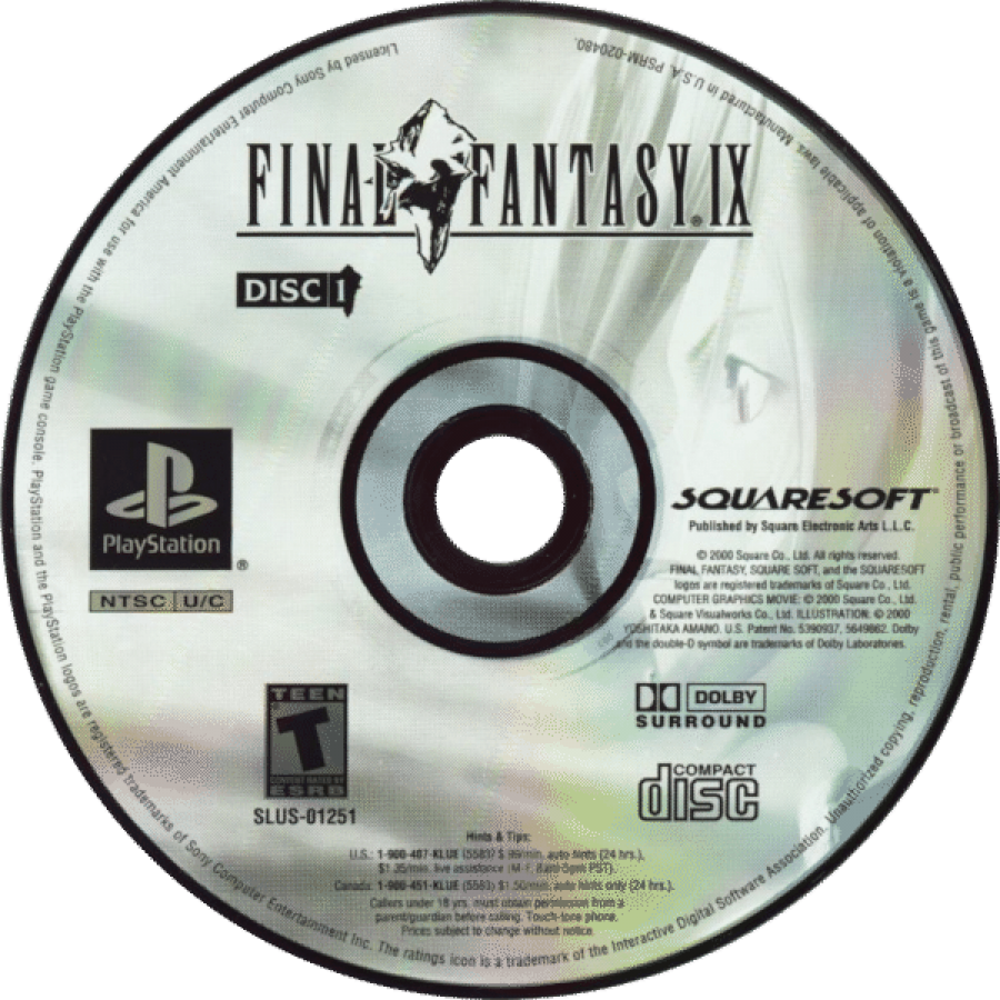 Final Fantasy IX Disc 1 for PlayStation 1 PS1 retro video game