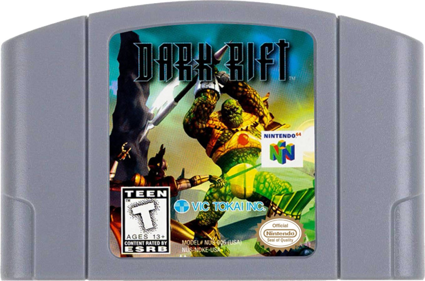 Dark Rift Nintendo 64 N64 for 3D fighting video game fans featuring unique fighters intense arena battles punches kicks special attacks powerful combos character abilities competitive gameplay and classic Nintendo 64 action collectible retro gaming appeal game cartridge