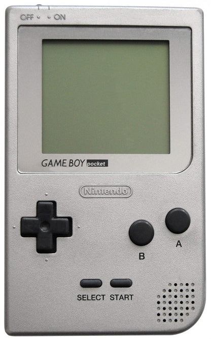 Silver Game Boy Pocket Nintendo handheld gaming console portable retro video game system classic Nintendo hardware collectible gaming device front