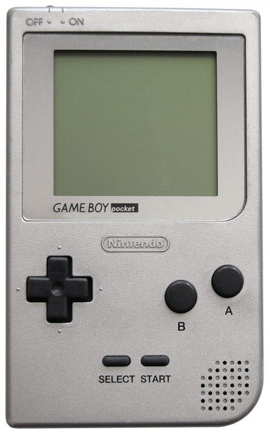 Silver Game Boy Pocket Nintendo handheld gaming console portable retro video game system classic Nintendo hardware collectible gaming device front