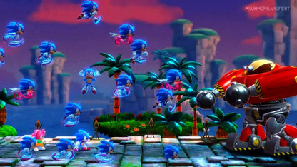 Sonic Superstars Nintendo Switch 2D platformer new Sonic game four playable characters Emerald powers local co-op multiple endings retro modern style Sonic Team gameplay