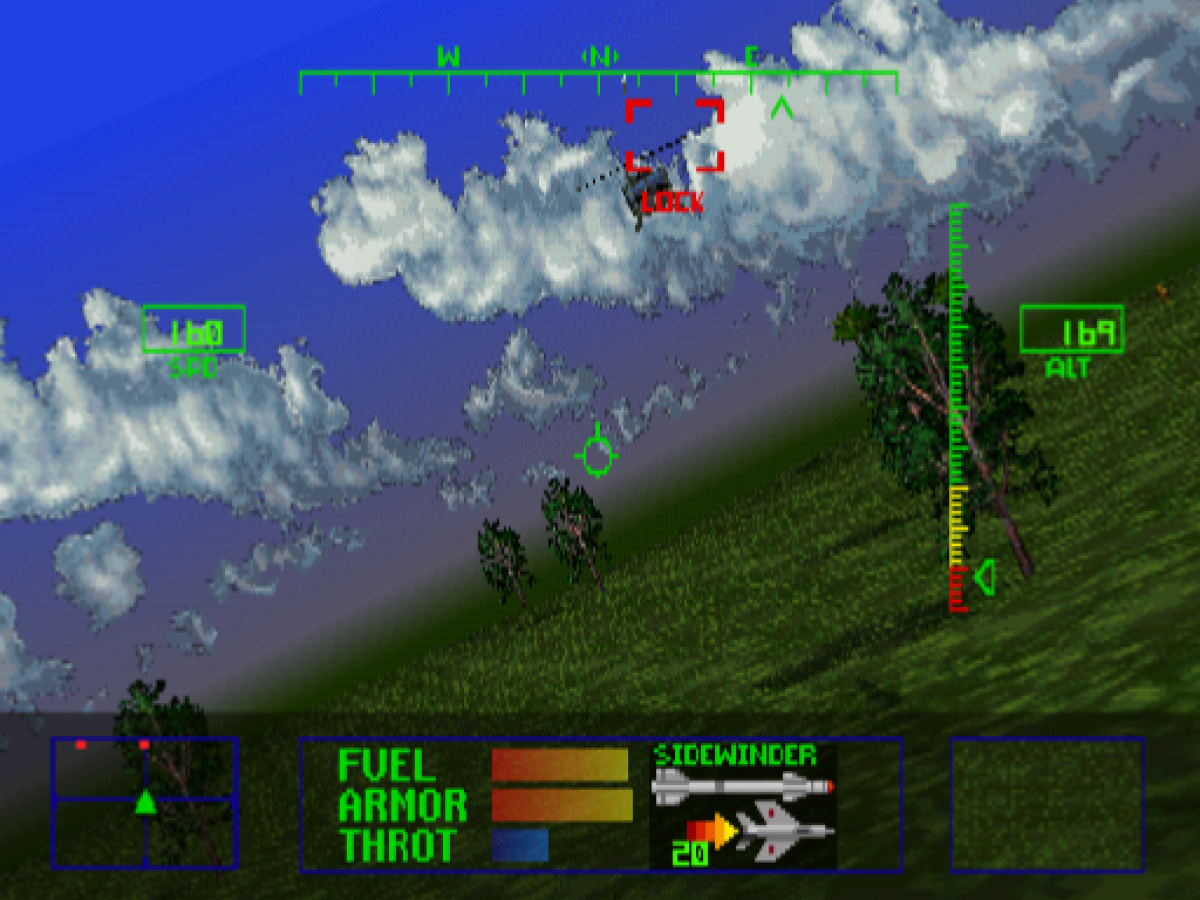 Agile Warrior F-111X [Long Box] for PlayStation 1 (PS1) at Gamers INC, featuring the explosive aerial combat simulator in its rare, collectible early-release "Long Box" packaging; pilot the experimental F-111X fighter through high-stakes missions to neutralize global threats, utilizing a devastating arsenal of missiles and napalm across fully destructible environments in a classic showcase of early 32-bit 3D flight action and cinematic mission briefings gameplay screenshot