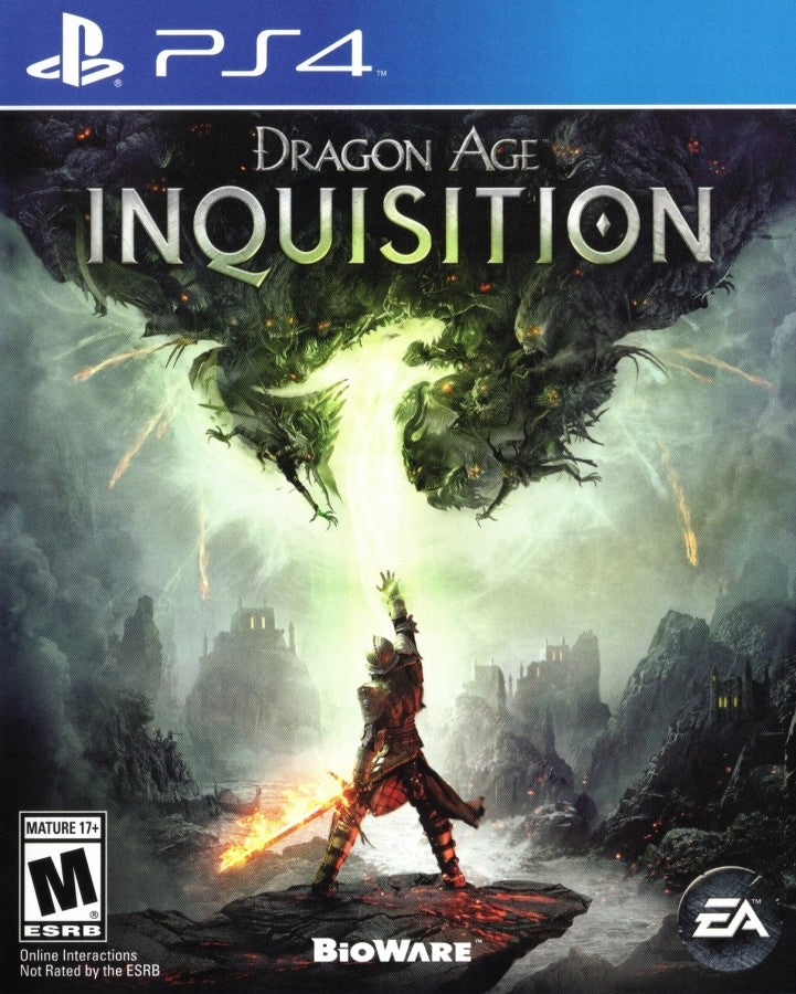 Dragon Age: Inquisition retro PS4 video game Dragon Age Inquisition fantasy action RPG open world adventure party based combat story driven role playing game console release cover art