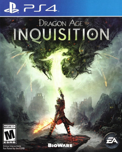 Dragon Age: Inquisition retro PS4 video game Dragon Age Inquisition fantasy action RPG open world adventure party based combat story driven role playing game console release cover art
