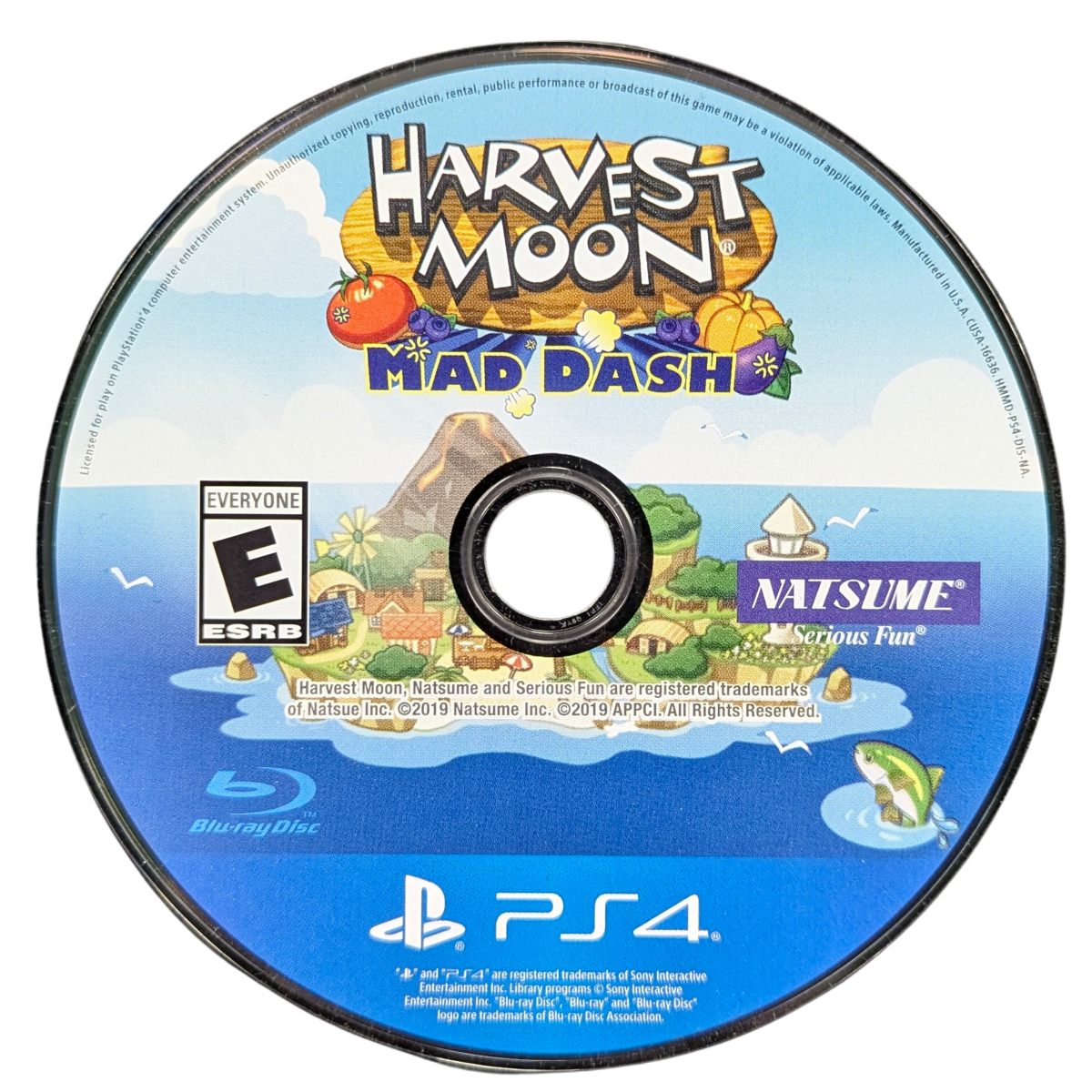 Harvest Moon: Mad Dash for PlayStation 4 (PS4) featuring a fast-paced, arcade-style farming puzzle game where you must harvest, fish, and milk cows under pressure; navigate chaotic levels solo or with friends in local co-op as you race to restore a broken lighthouse in this frantic spin-off of the classic simulation series disc