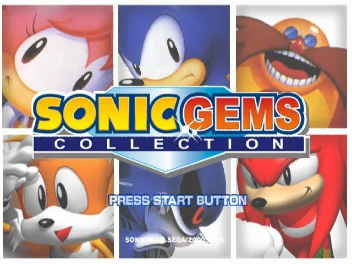 Sonic Gems Collection [Player's Choice] start screen for Nintendo GameCube (GC) classic Sonic compilation video game