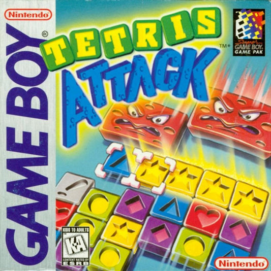 Tetris Attack Nintendo Game Boy GB for puzzle retro video game fans featuring fast paced tile matching strategic gameplay colorful character themes challenging puzzle levels addictive arcade action classic handheld gaming collectible gaming appeal front cover art